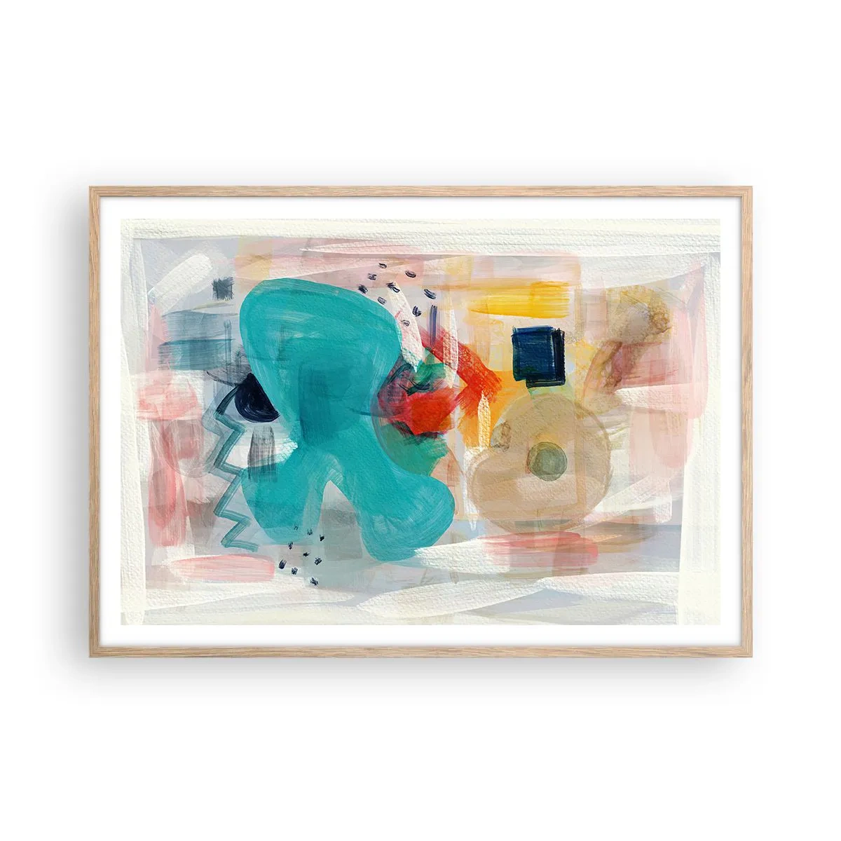 Poszter világos tölgy keretben - Színes játék - 100x70 cm