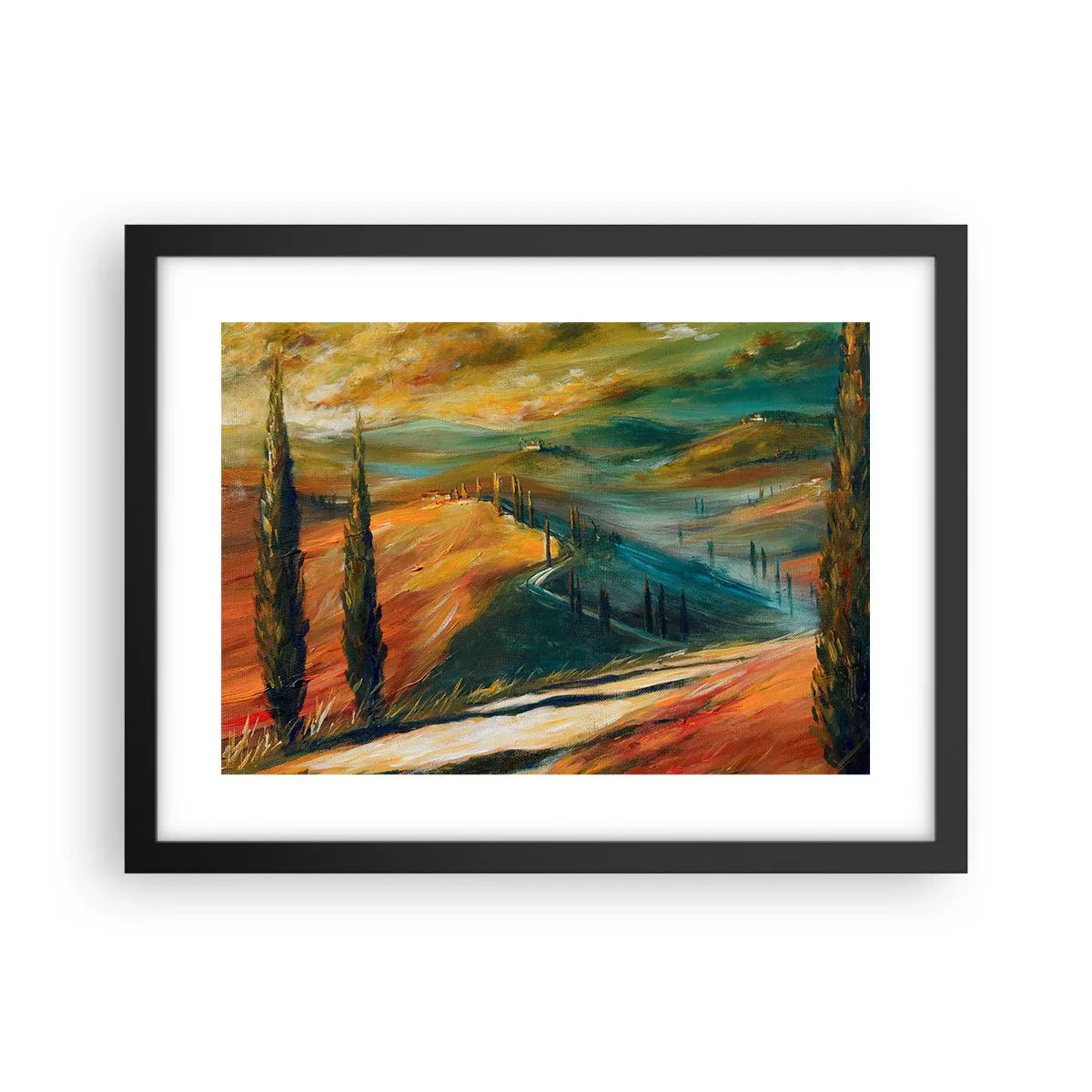 Poszter fehér keretben - Toszkán táj - 40x30 cm