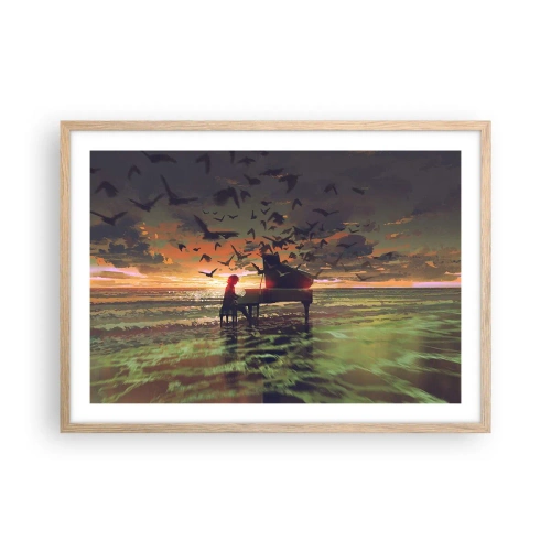 Poszter világos tölgy keretben - Koncert zongorára és a hullámokra - 70x50 cm