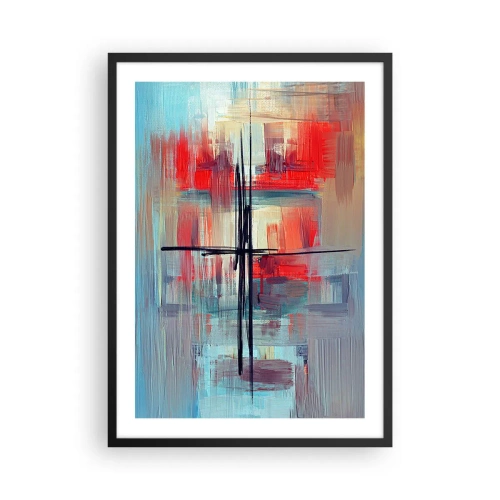 Poszter fehér keretben - Absztrakt kompozíció dinamikus színekben - 50x70cm - Tájkép egy ismeretlen dimenzióban - Modern fali dekoráció nappalihoz és hálószobához ARTTOR