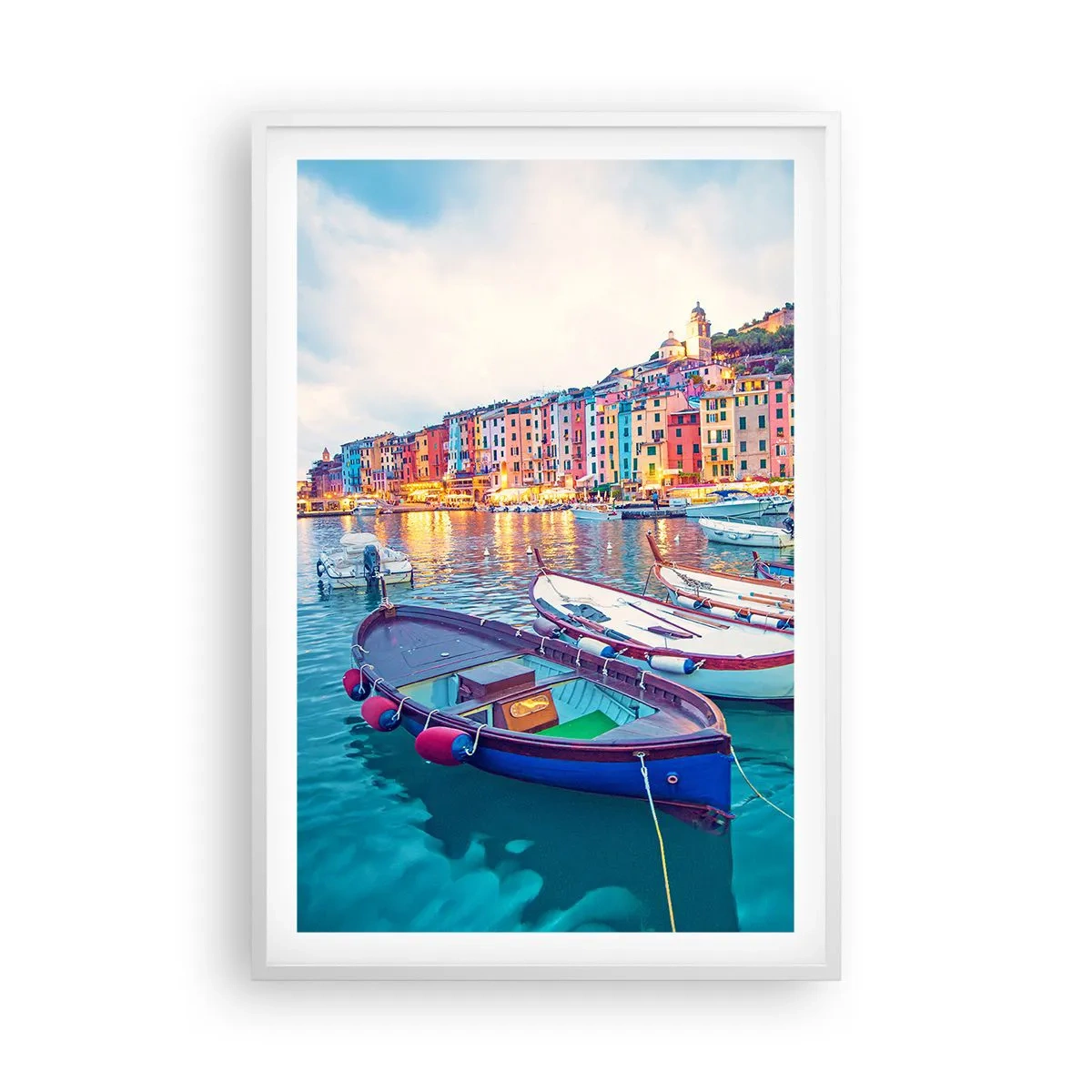 Poszter fekete keretben - Színes este a kikötőben - 61x91 cm