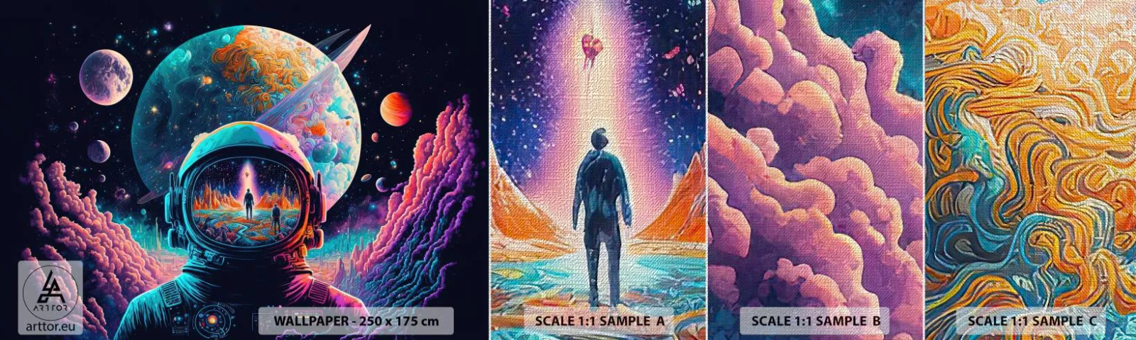 Fotótapéta Minta Premium Canvas - A filozófusok sosem álmodtak erről - Űrhajós, Futurisztikus, Világegyetem - 100x30 cm