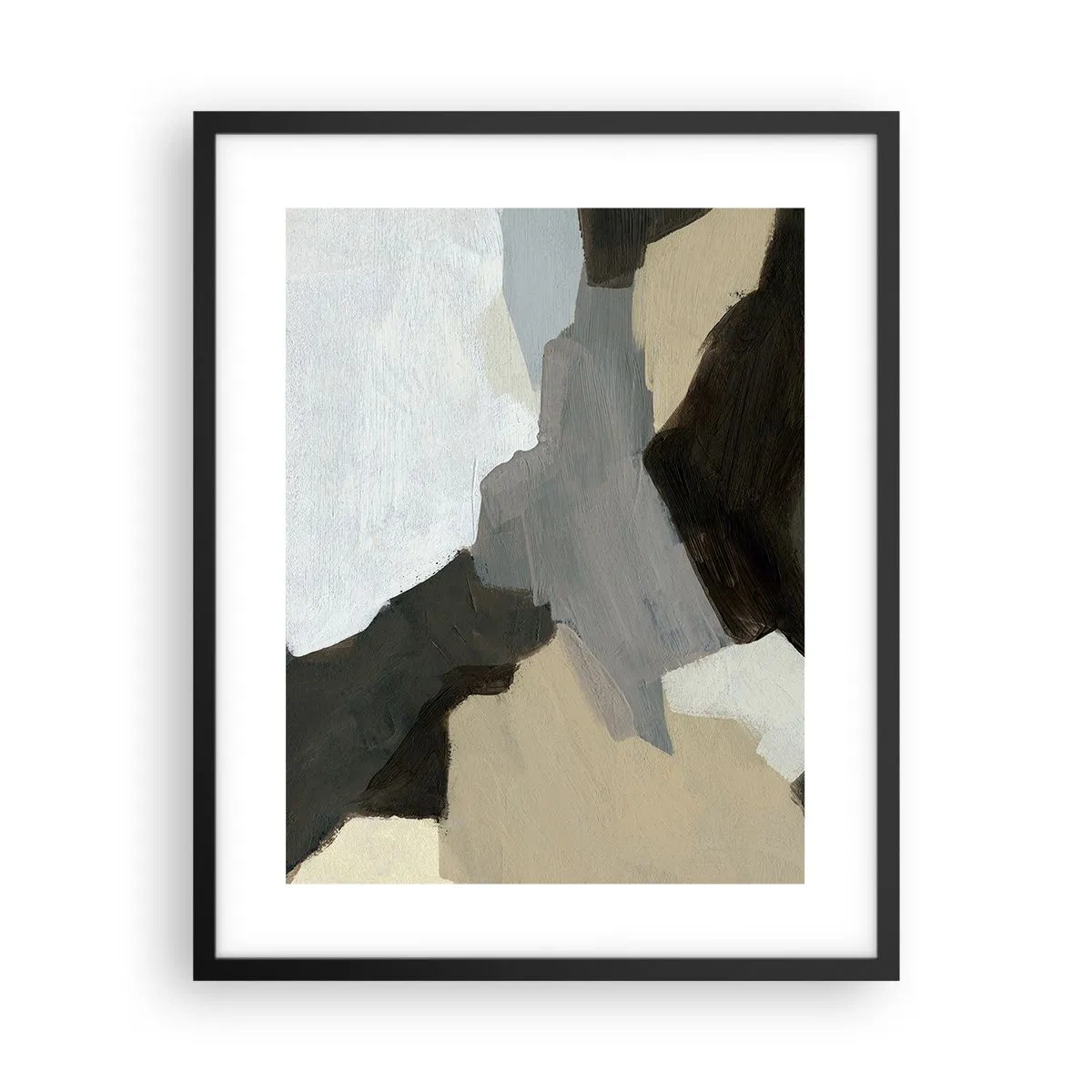 Poszter fehér keretben - Absztrakció: a szürke elválasztásai - 40x50 cm