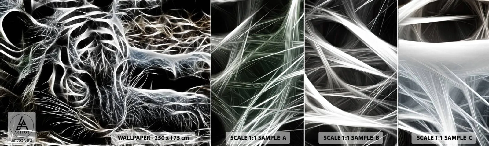 Fotótapéta Minta Öntapadós Deluxe Sticker - Tanulmány a macska könnyedségéről - Absztrakció, Tigris, Állatok - 100x30 cm