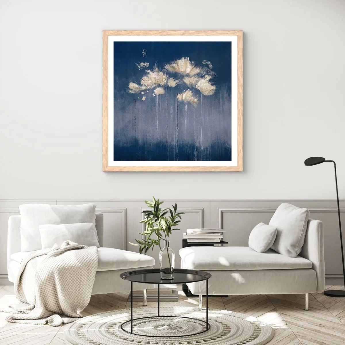 Poszter világos tölgy keretben - Mint szirmok a szélben - 50x50 cm