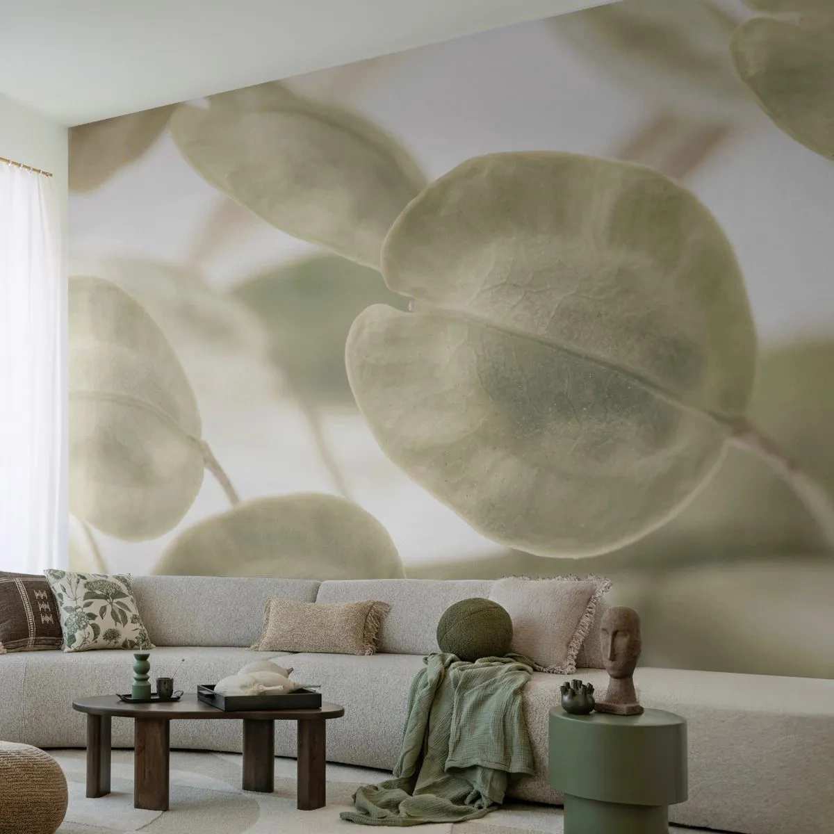 Fotótapéta Standard Eco - Finom világoszöld levelek világos háttéren - 100x70cm - Kezdetben levelek voltak... - Modern fali dekoráció nappalihoz és hálószobához ARTTOR