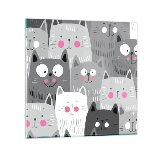 Üveg kép - A macska világa - 40x40 cm