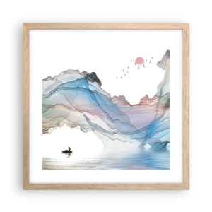 Poszter világos tölgy keretben - A kristály hegyek felé - 40x40 cm