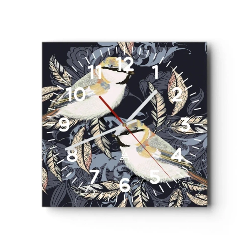 Falióra, Óra - Sárga-kék madárdal - 40x40 cm