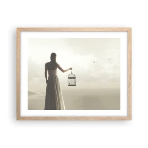 Poszter világos tölgy keretben - Légy szabad - 50x40 cm