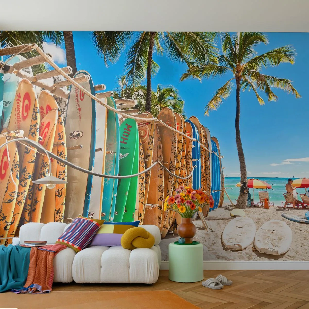 Fotótapéta Premium Sand - Napos mulatság - Tájkép, Szörfdeszka, Strand - 100x70 cm