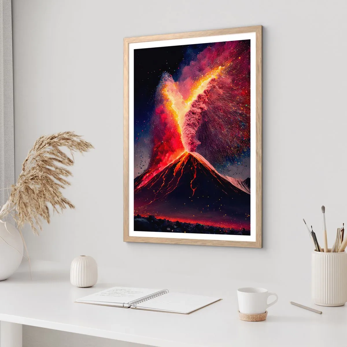 Poszter világos tölgy keretben - Szépség és horror - 70x100 cm