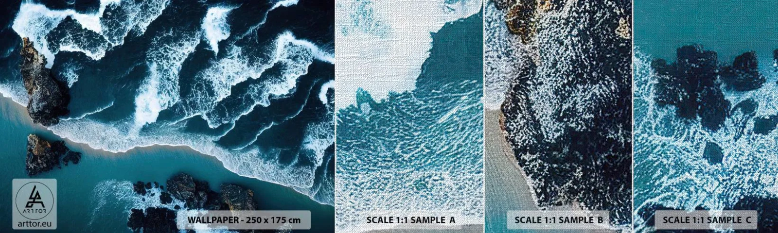 Fotótapéta Minta Premium Canvas - Hullámokba burkolózva - Szikla, Tenger, Természet - 100x30 cm