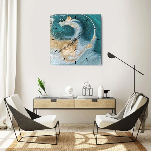 Falióra, Óra - Arany és türkiz örvénye - 30x30 cm