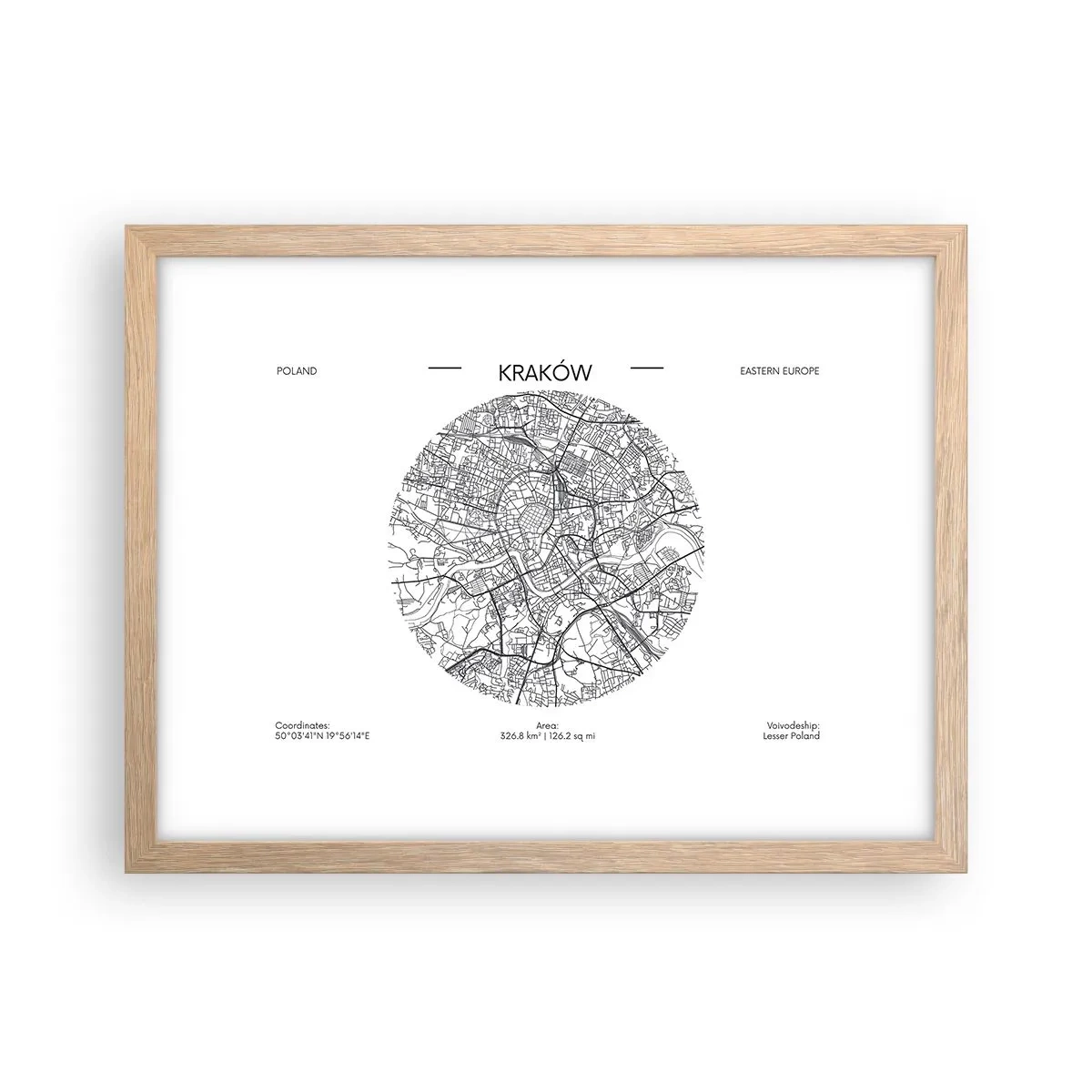 Poszter világos tölgy keretben - Krakkó anatómiája - 40x30 cm