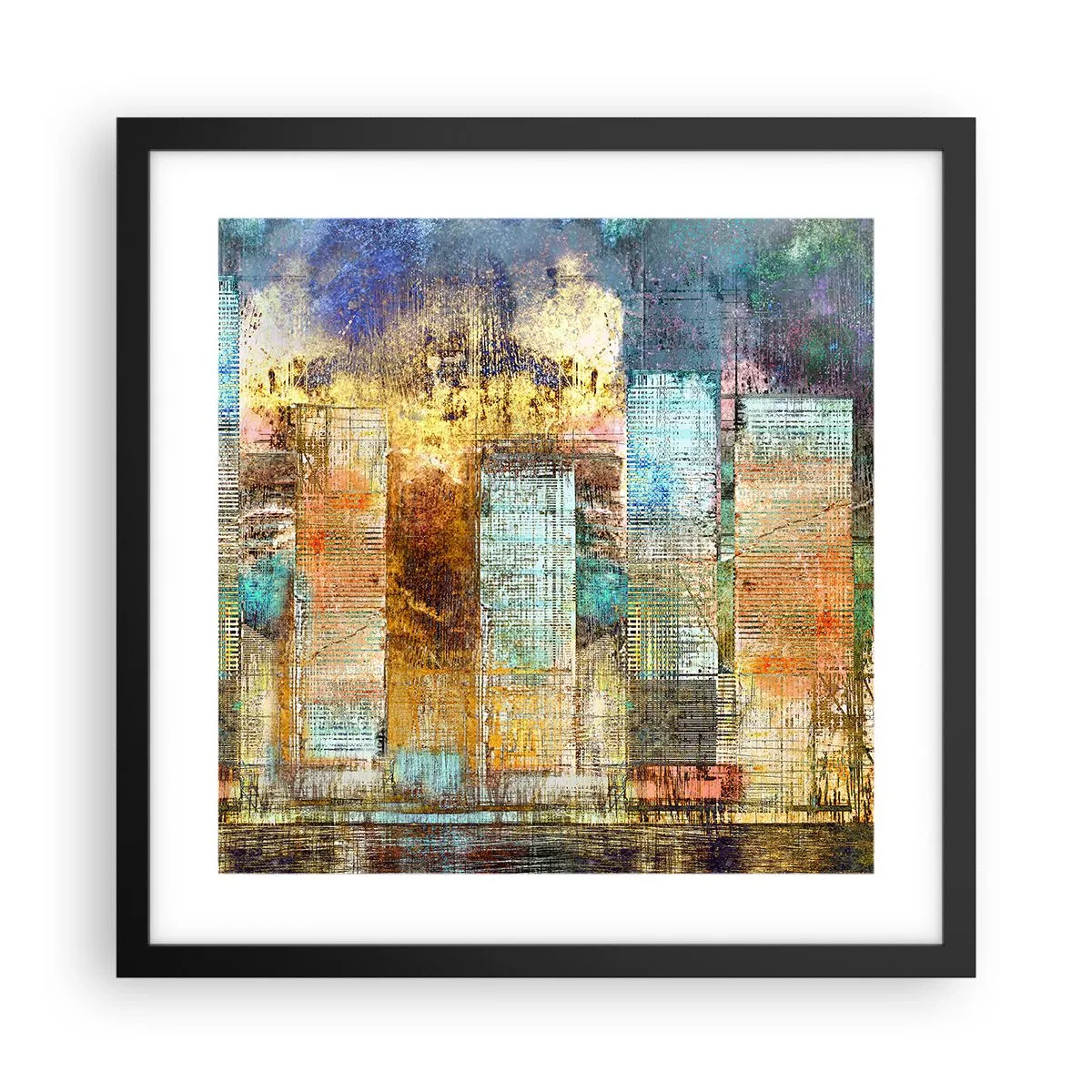 Poszter fehér keretben - Napfényes metropolisz - 40x40 cm