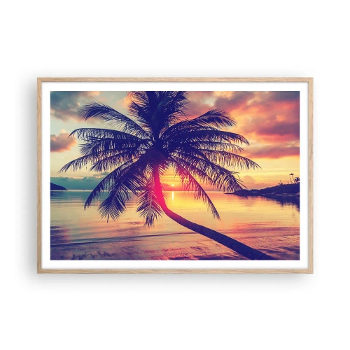 Poszter világos tölgy keretben - Este a pálmafák alatt - 100x70 cm