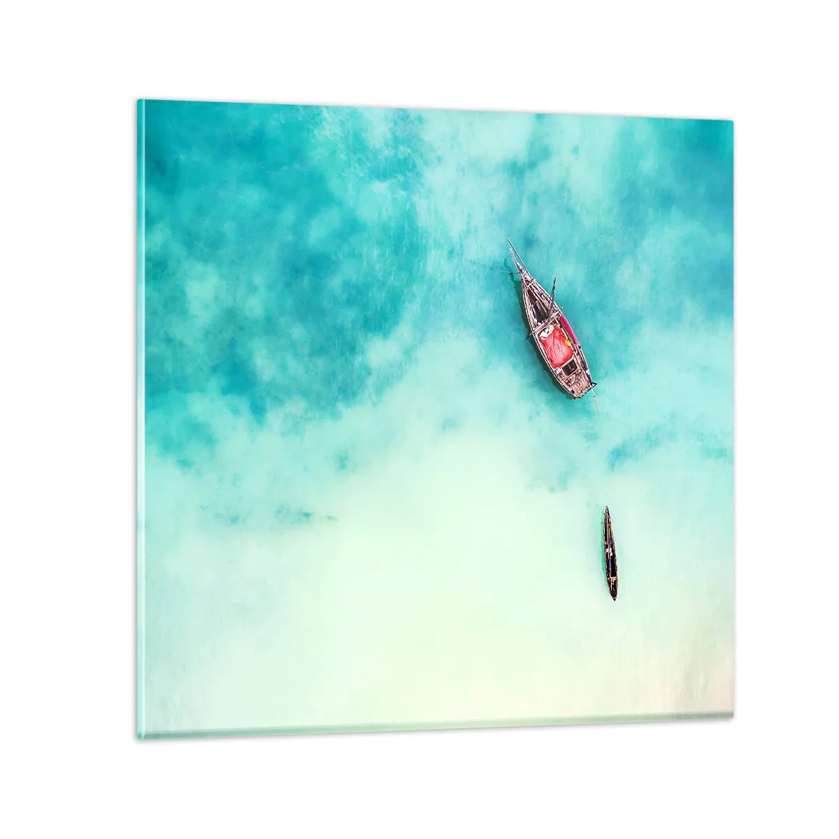 Üveg kép - A Zanzibár strandjain, amikor sok a víz... - 40x40 cm