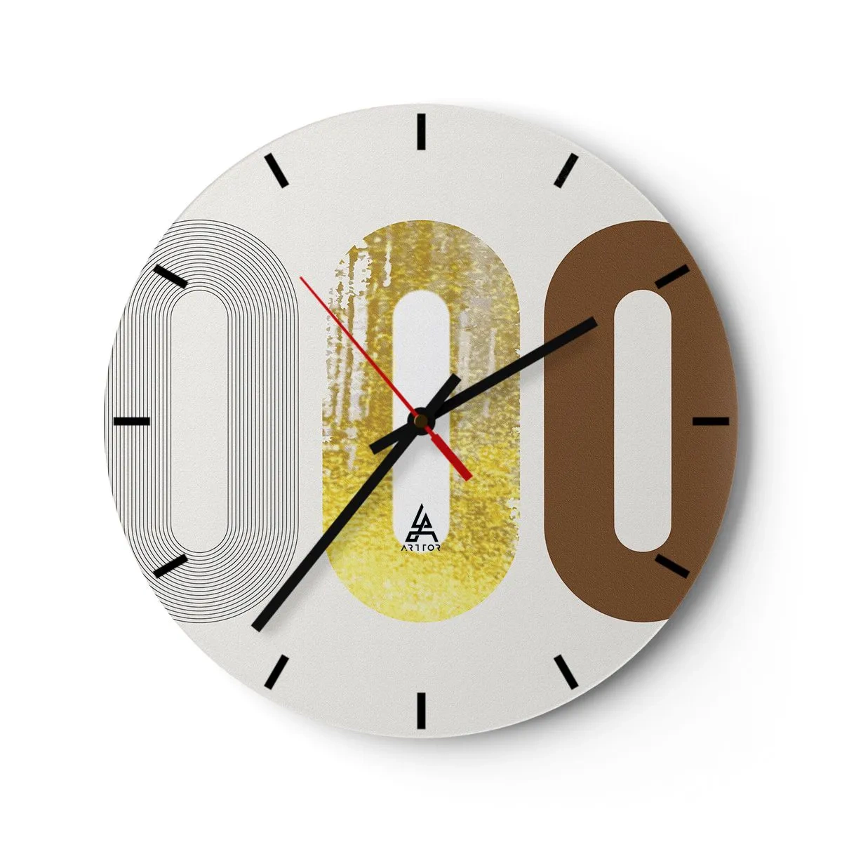 Falióra, Óra - Geometriai formák és textúrák absztrakt kompozíciója - 30x30cm - Óóó! - Modern fali dekoráció nappalihoz, konyhához és hálószobához ARTTOR