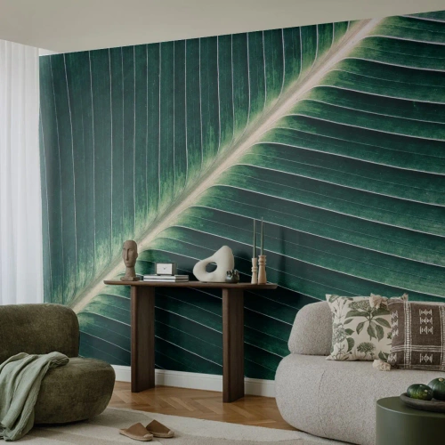 Fotótapéta Premium Sand - A természet ritmusa - Absztrakció, Zöld levél, Grafika - 400x280 cm