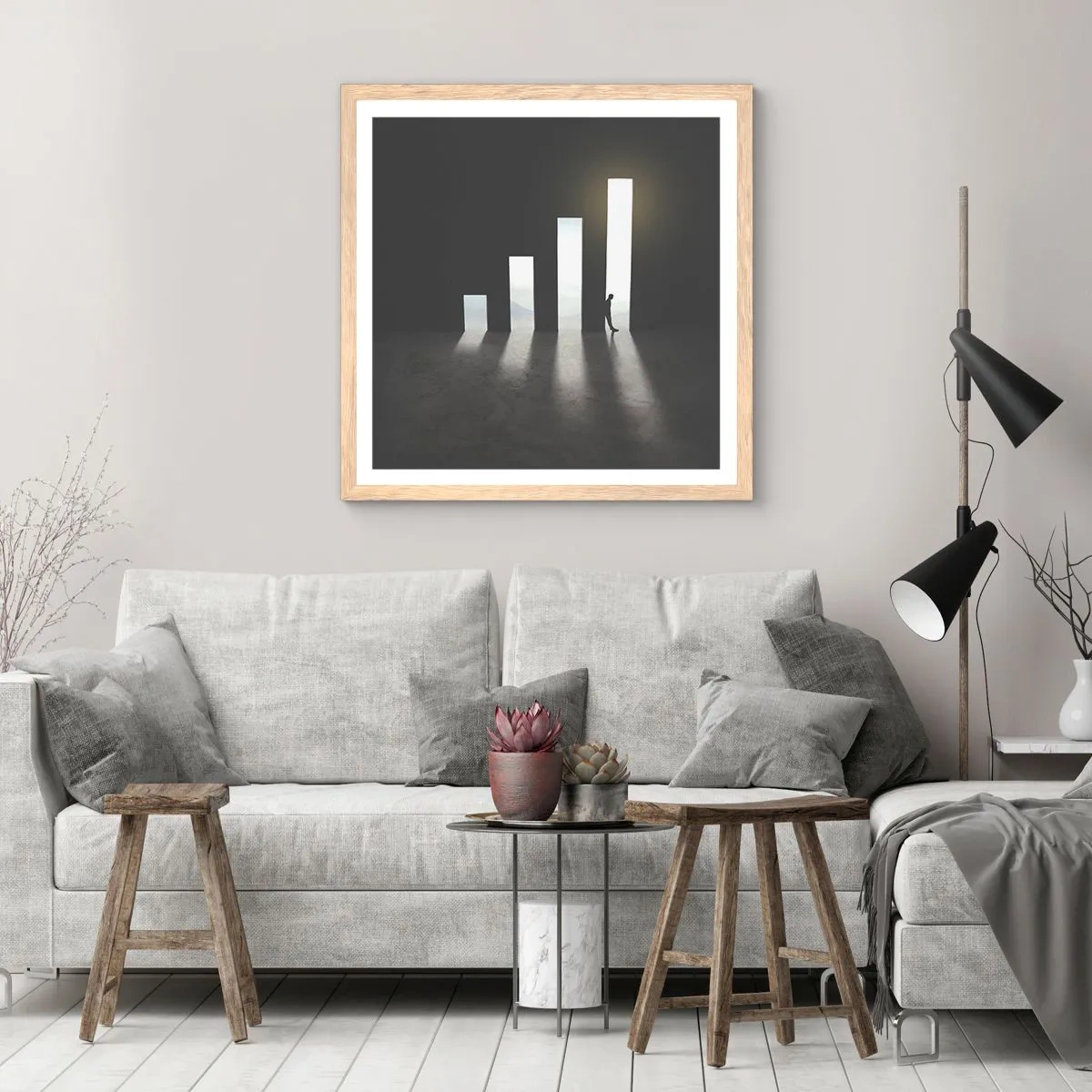 Poszter világos tölgy keretben - Siker - egy benyomás - 60x60 cm