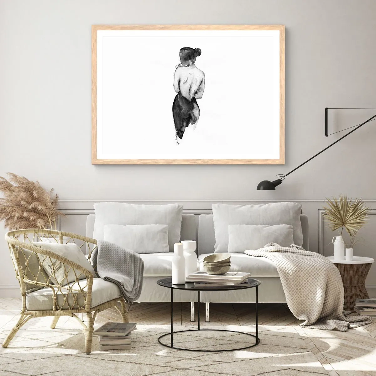 Poszter világos tölgy keretben - Mellette eltűnik a világ - 40x30 cm