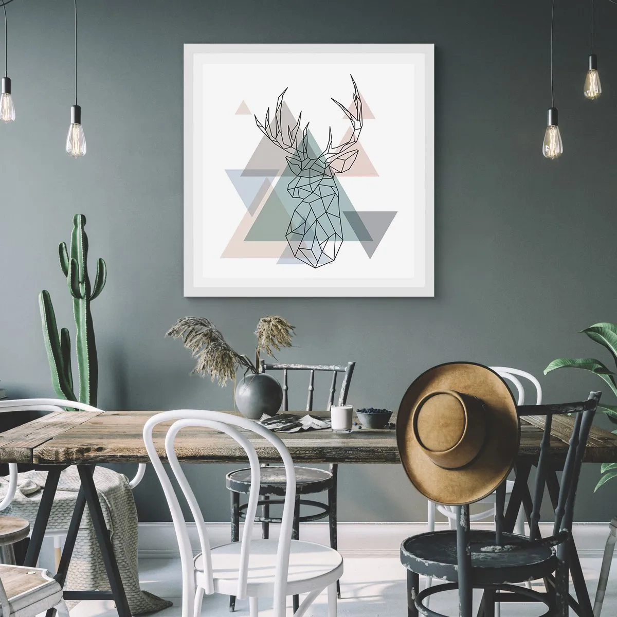 Poszter fekete keretben - Egy geometrikus erdőben - 50x50 cm