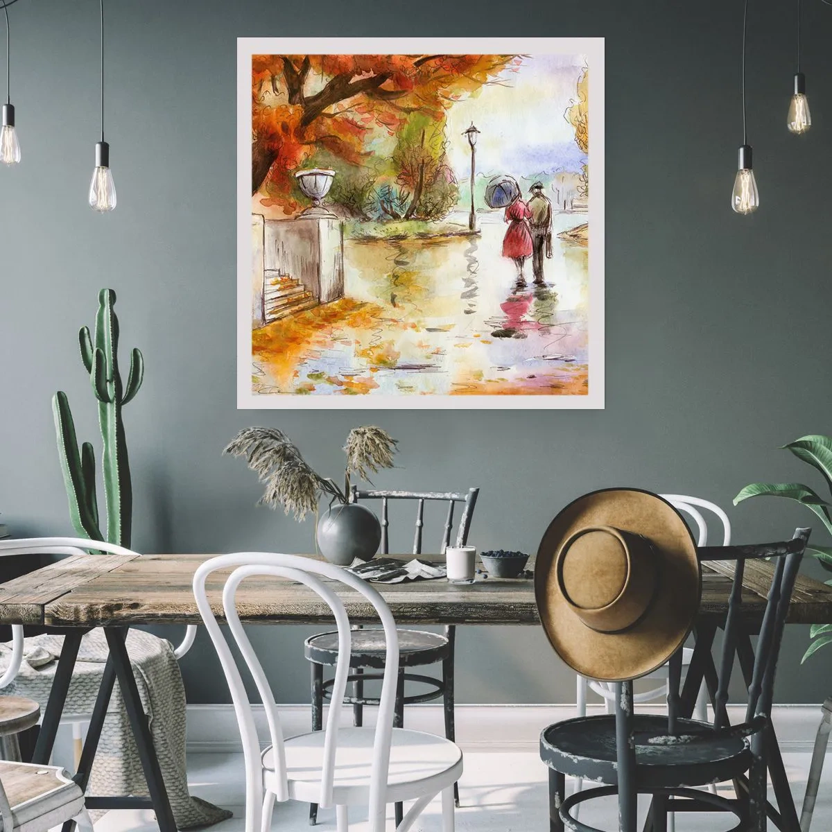 Poszter - Romantikus ősz a parkban - 40x40 cm