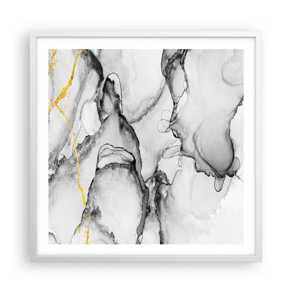 Poszter fekete keretben - Arany motívumú kompozíció - 60x60 cm