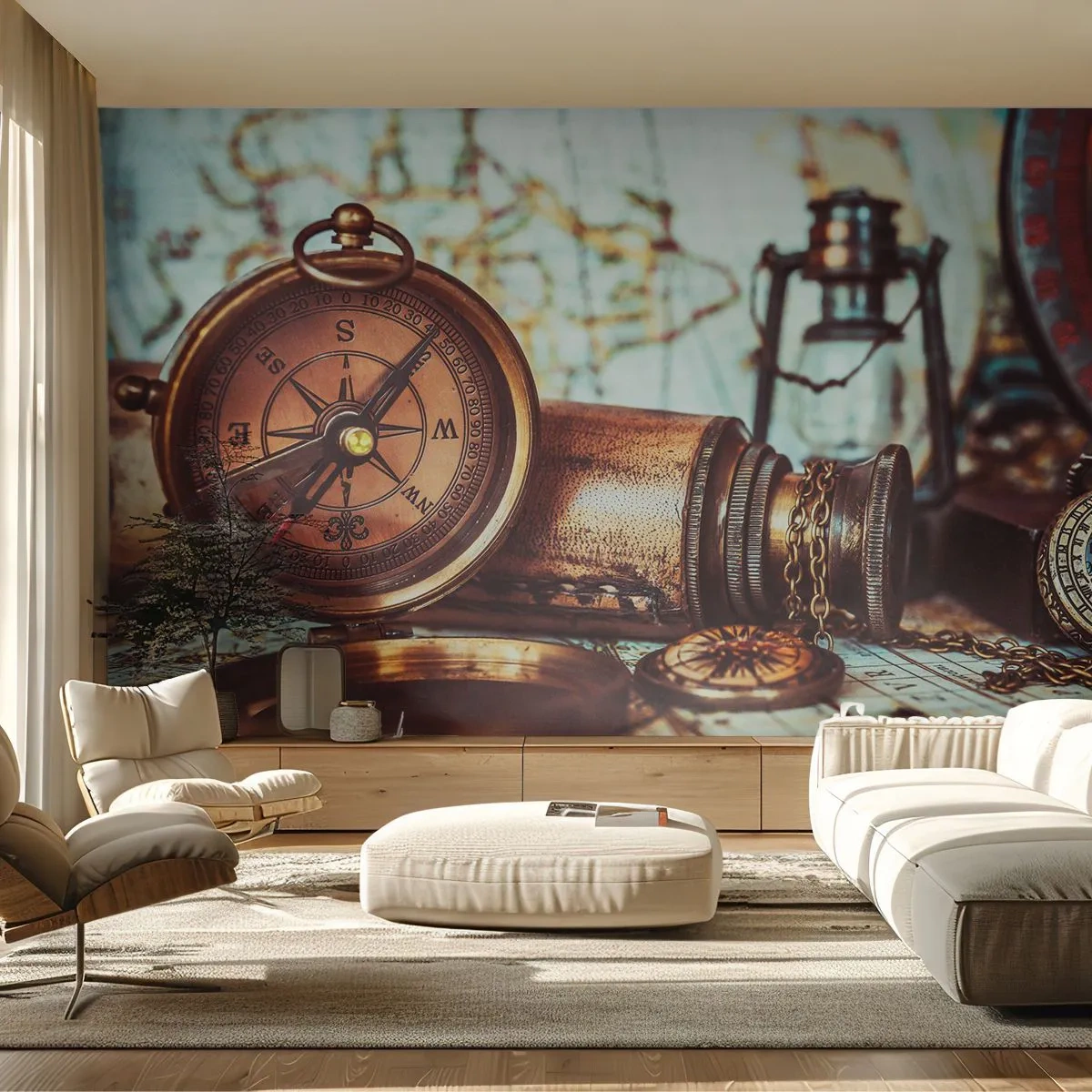 Fotótapéta Premium Canvas - Kalóz kaland vár a Karib-térségben - Tengeri, Kalózok, Iránytű - 200x140 cm