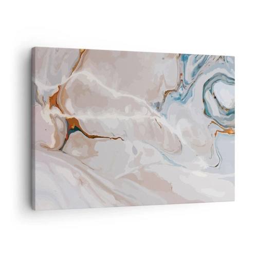 Vászonkép - Absztrakt minta fehér és kék árnyalatokban - 70x50cm - Kék kanyarog a fehér alatt - Modern fali dekoráció nappalihoz és hálószobához ARTTOR