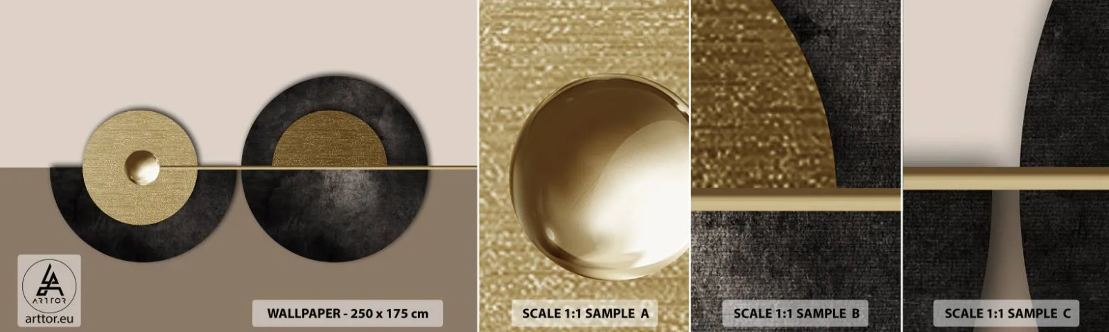 Fotótapéta Minta Standard Eco - Variációk egy kör körül - Kerekek, Absztrakció, Art Deco - 100x30 cm