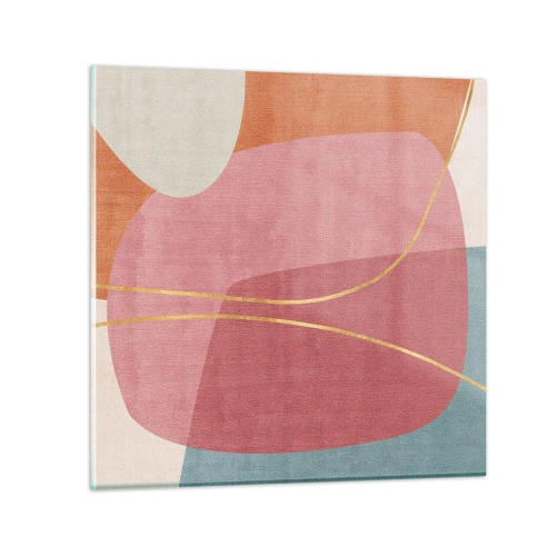 Üveg kép - Pasztell kompozíció aranyszálakkal - 30x30 cm