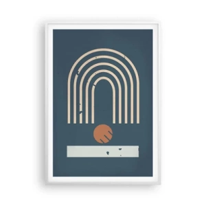 Poszter fekete keretben - Geometria sötétkék háttéren - 70x100 cm