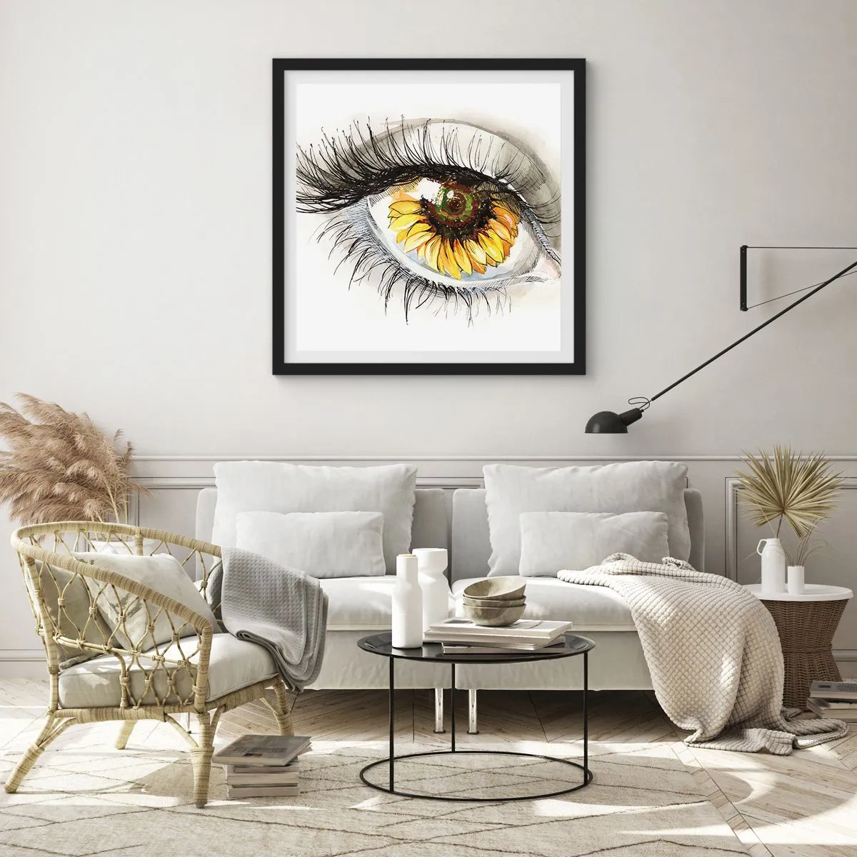 Poszter fehér keretben - Tekintet forró mint a nyár - 60x60 cm