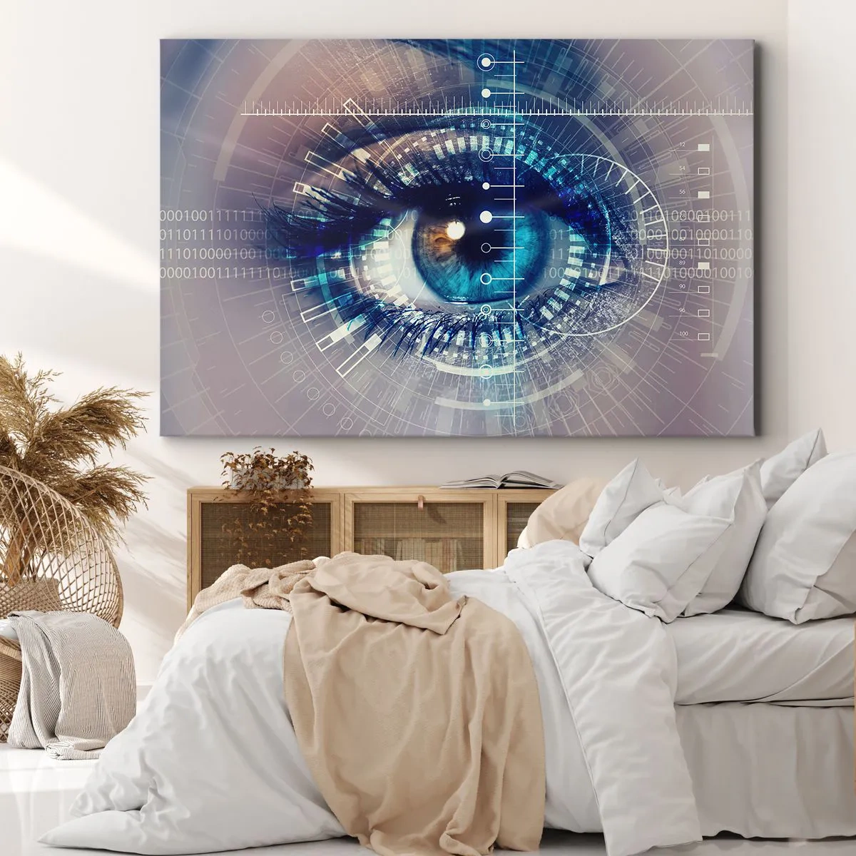 Vászonkép - Technológiai szem futurisztikus felülettel - 70x50cm - Azt hiszed, hogy ismersz - Modern fali dekoráció nappalihoz és hálószobához ARTTOR