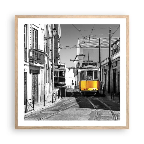 Poszter világos tölgy keretben - Lisszabon szelleme - 60x60 cm