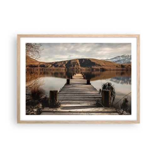 Poszter világos tölgy keretben - Táj a csendben - 70x50 cm