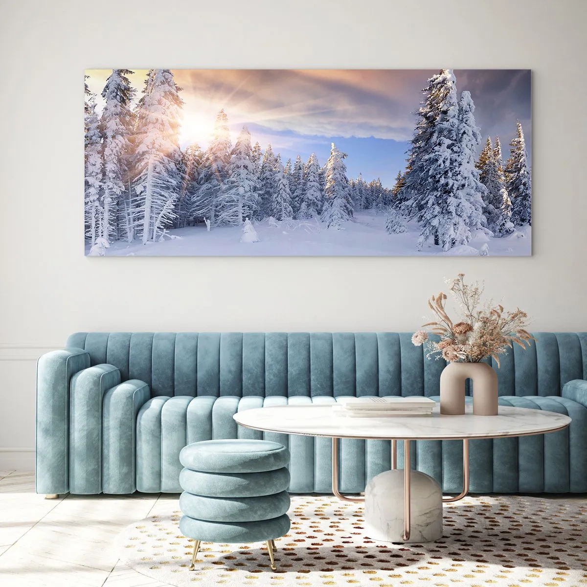 Üveg kép - A természet havas látványa - 100x40 cm