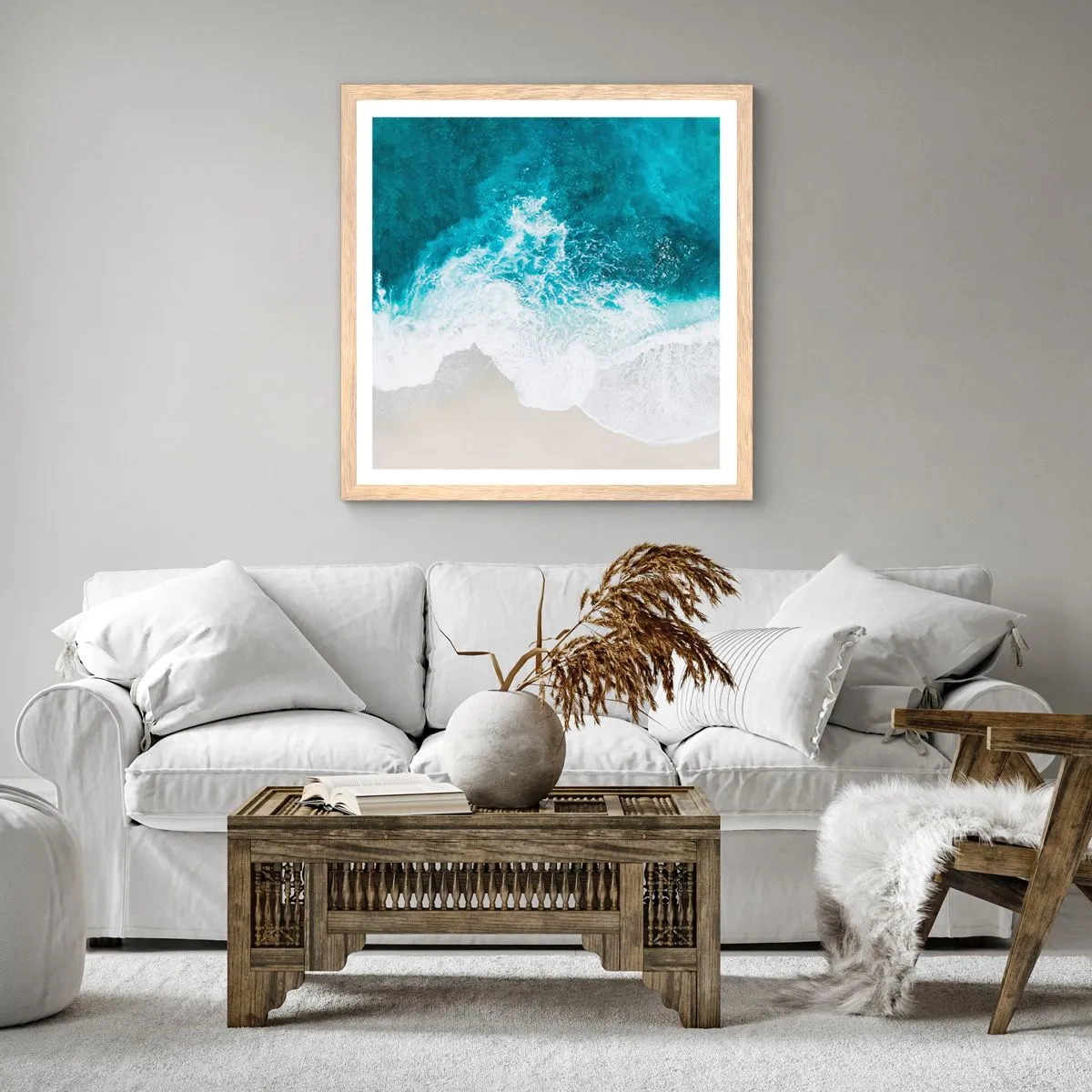 Poszter világos tölgy keretben - Természetes simogatás - 60x60 cm