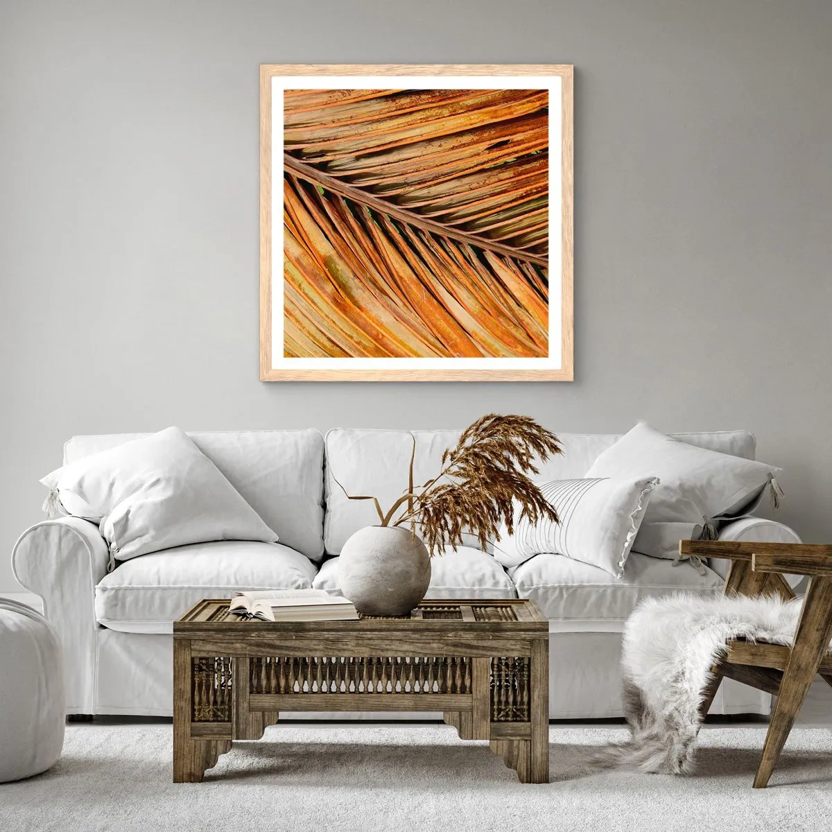Poszter világos tölgy keretben - Kókusz aranya - 40x40 cm
