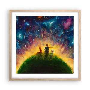 Poszter világos tölgy keretben - Szerelem és barátság – az egész világ - 50x50 cm