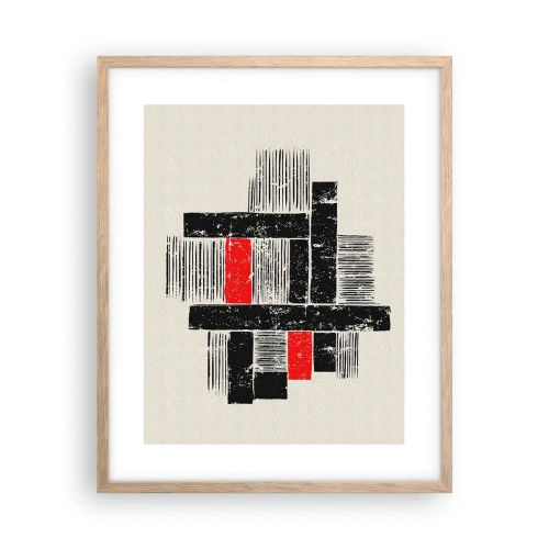 Poszter világos tölgy keretben - Vörös és fekete - 40x50 cm