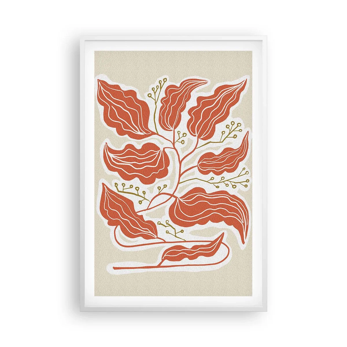 Poszter fekete keretben - Népi és korall - 61x91 cm