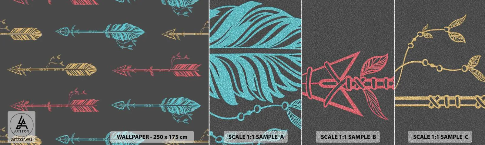 Fotótapéta Minta Premium Sand - Rendben - Absztrakció, Boho, Nyíl - 100x30 cm