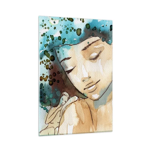 Üveg kép - Lady in blue - 80x120 cm