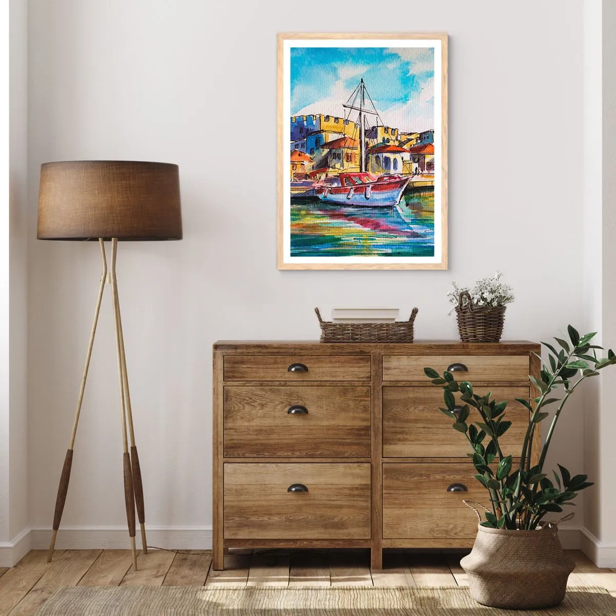 Poszter világos tölgy keretben - Szivárványos délután - 30x40 cm