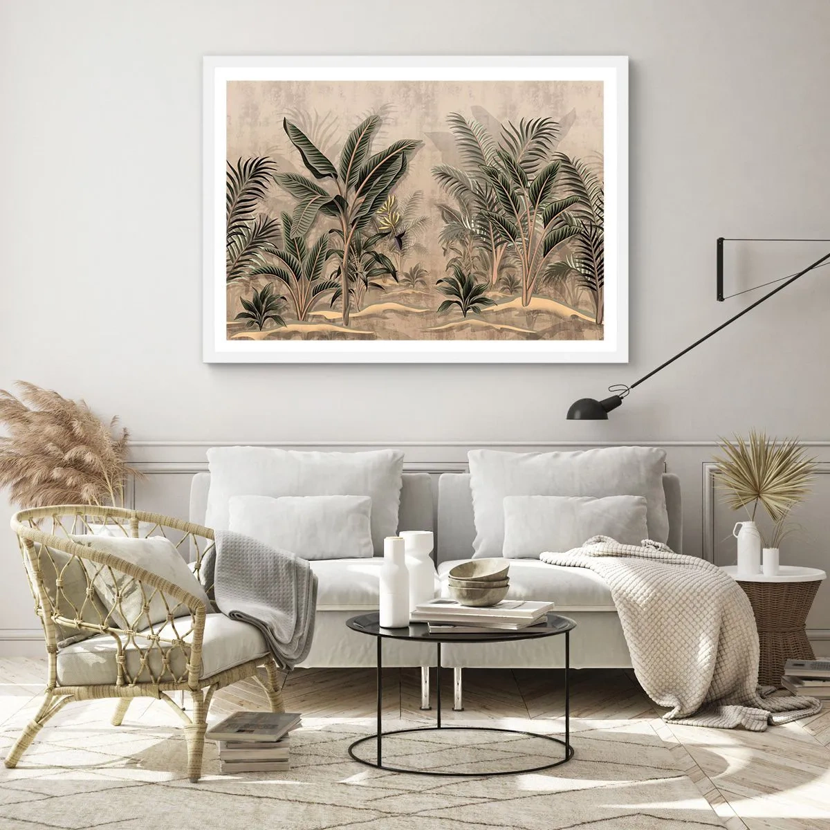 Poszter fekete keretben - Gyarmati stílusú metszet - 91x61 cm