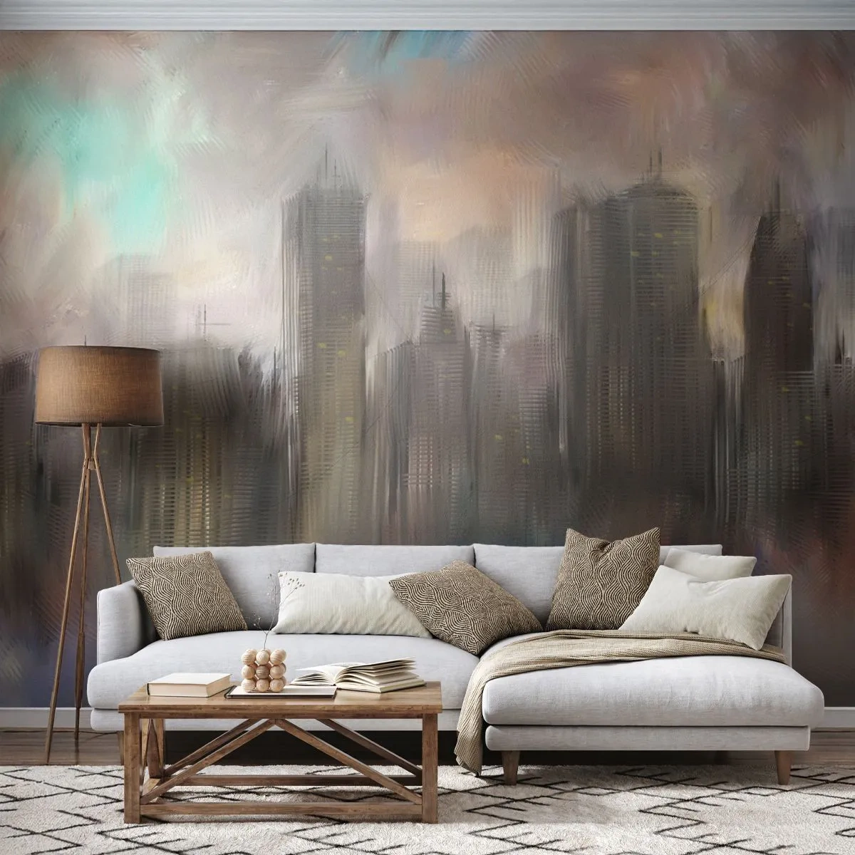 Fotótapéta Standard Eco - Acél, kő és köd összetétele - Város, Építészet, Darab - 400x280 cm