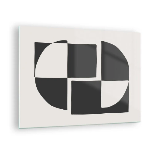 Üveg kép - Fekete-fehér formák geometriai kompozíciója - 70x50cm - Antitézis – szintézis - Modern fali dekoráció nappalihoz és hálószobához ARTTOR